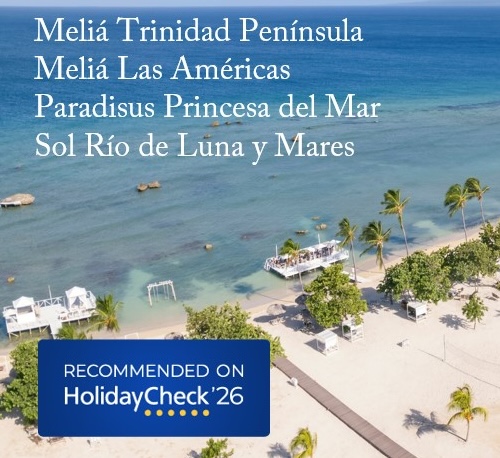 Cuatro hoteles Meliá Cuba reciben premios de HolidayCheck